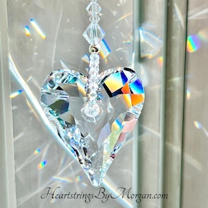 Crystal Heart Suncatcher, Window Prism for Car or Home, Made with 37mm Swarovski Heart in 3 Colors, 3 Lengths - &quot;MIA&quot;