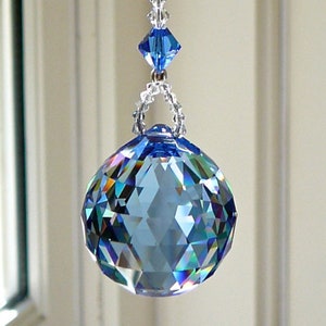 30mm Crystal Ball Fan Pull, Light Pull or Suncatcher, Swarovski Crystal  (Choose From 14 Colors) - "SIMPLICITY"
