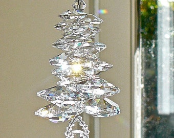 76mm (3.0") Long Swarovski Crystal Hexagonal Prism with a Cascade of Swarovski Crystal Octagons - "VENICE"