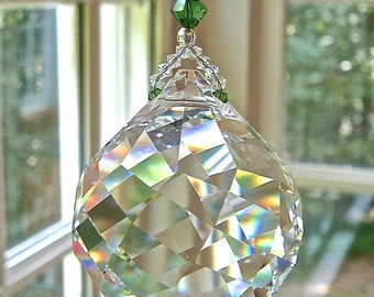 Swarovski Crystal Suncatcher, 40mm Swarovski Ball, 15th Anniversary Prism in 16 Colors, "SEVILLE" by Heartstrings by Morgan