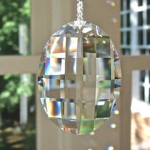 Retired Swarovski Crystal, Window Decor or Fan Pull, Crystal Oval Prism ...
