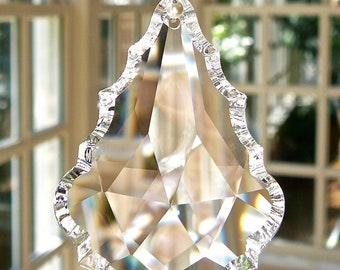 Swarovski Crystal Suncatcher, Logo Etched Pendalogue, Ceiling Light Pull, Ceiling Fan Pull, or Hanging Crystal Suncatcher- "LYDIA"
