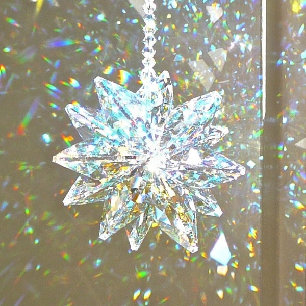 Large Swarovski Crystal Cluster Suncatcher Cluster in Ab, Window Hanger, Rainbow Maker - "STELLA GRANDE AB"