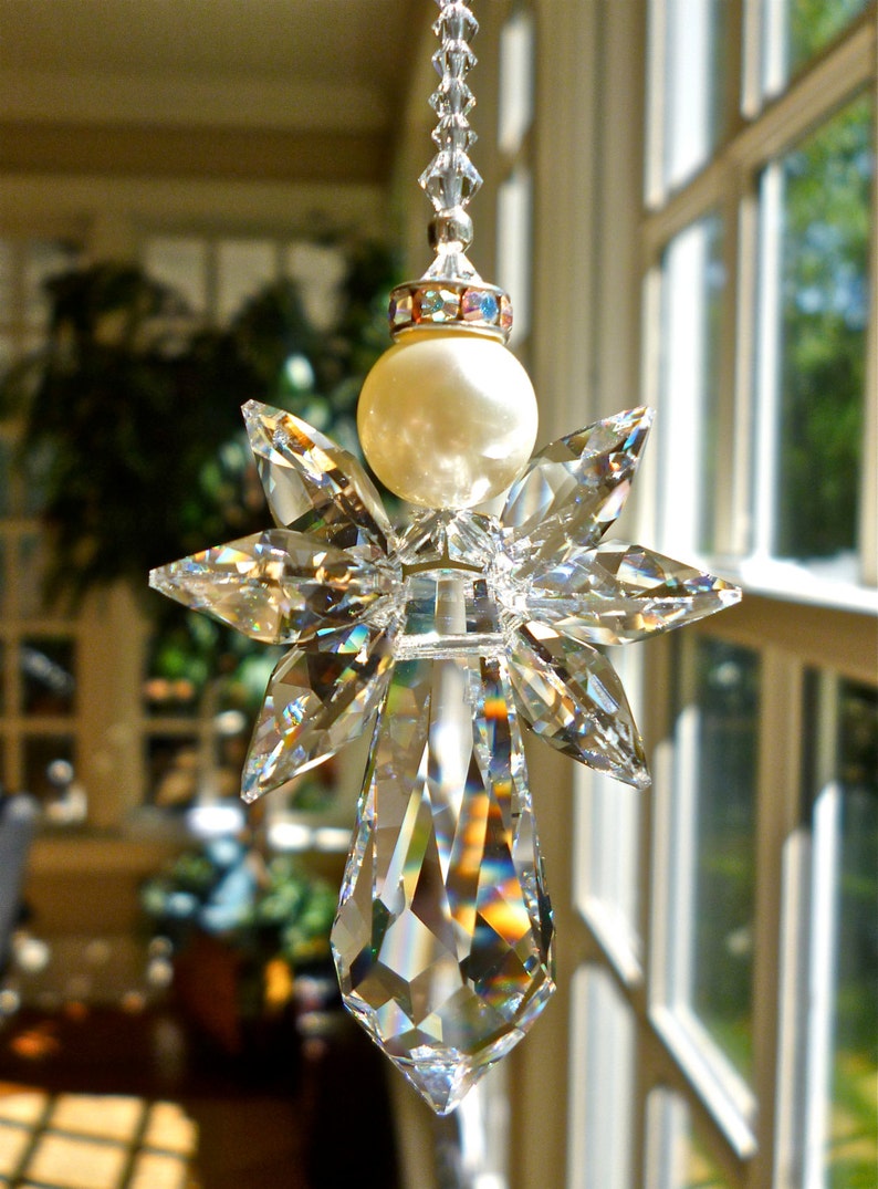 Swarovski Crystal Angel Suncatcher Hanging Guardian Angel for | Etsy