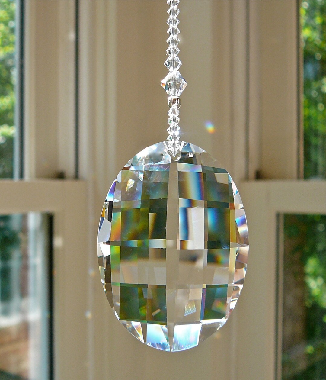 Retired Swarovski Crystal, Window Decor or Fan Pull, Crystal Oval Prism ...