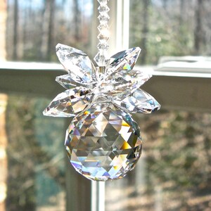 Crystal Pineapple Rainbow Maker, Suncatcher, 2 Lengths, for Car or Home, Made with Swarovski Crystals - "BELLA CLEAR"