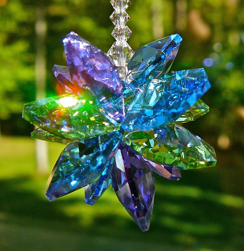Swarovski Crystal Cluster Suncatcher in Purple Blue and Green Etsy