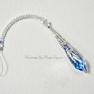 Crystal Pendulum Suncatcher Made w/ Swarovski Crystals, Sapphire Blue Car Charm for Rearview Mirror, Choose From 11 Colors - "LITTLE AVALON"