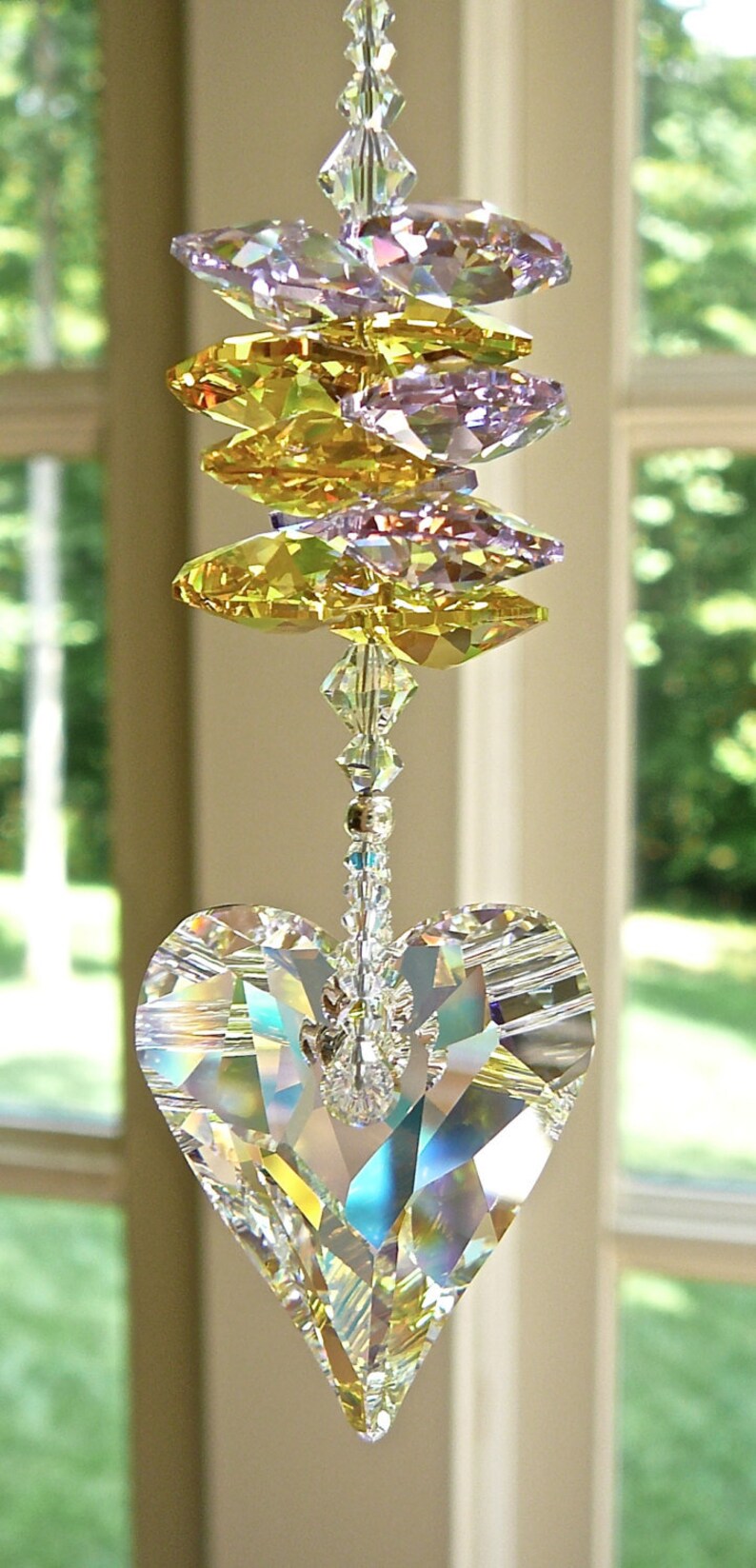 Heart Suncatcher Prism Rainbow Maker Made With Swarovski Etsy
