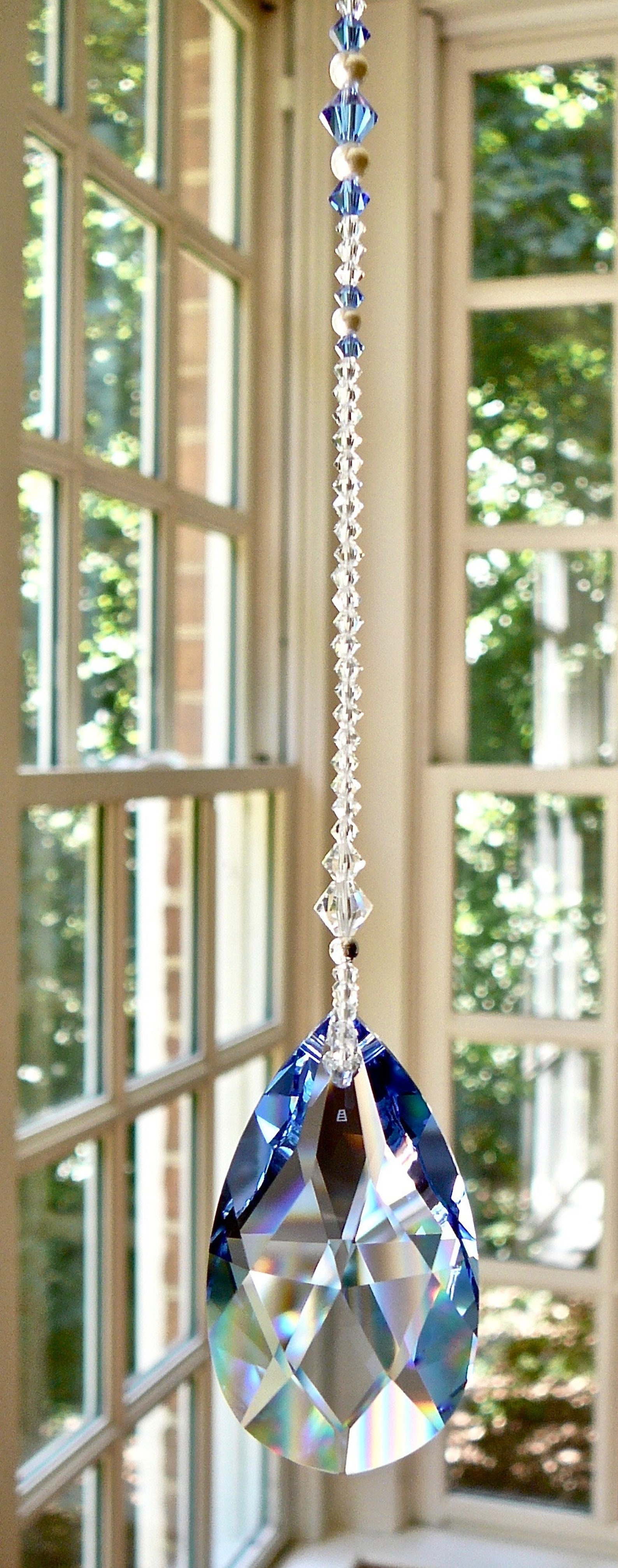 Blue Crystal Suncatcher Prism Window Decor Hanging Window | Etsy