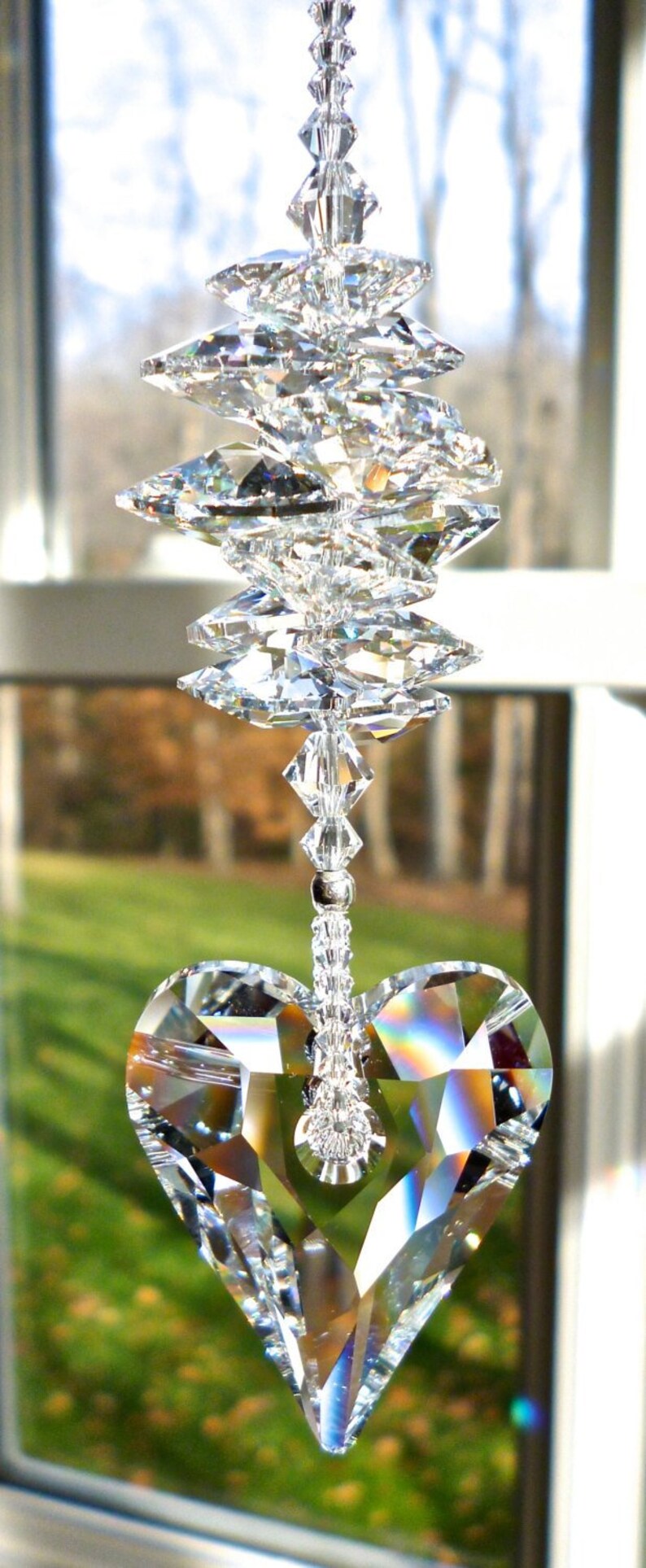 Swarovski Crystal Heart Suncatcher Topped with Medley of Etsy