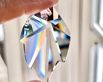 Swarovski Crystal Leaf Available in 2nds Quality, Beautiful Prism, Logo Etched for Authenticity