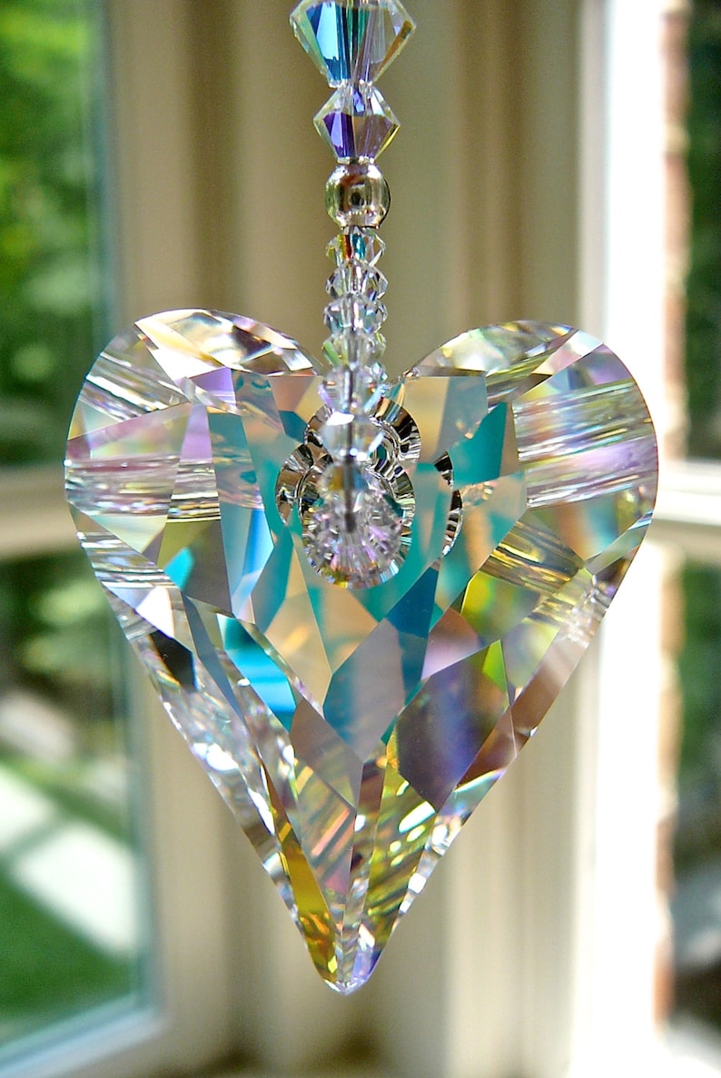 Heart Suncatcher Prism Rainbow Maker Made With Swarovski Etsy
