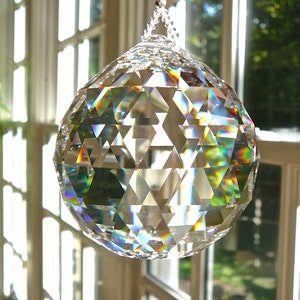 Swarovski 8558 60mm Ball, Enormous Swarovski Crystal Ball Suncatcher, Window Hanger, Produces Beautiful Rainbows - "SIMPLICITY TRENTA"