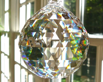 Swarovski 8558 60mm Ball, Enormous Swarovski Crystal Ball Suncatcher, Window Hanger, Produces Beautiful Rainbows - "SIMPLICITY TRENTA"