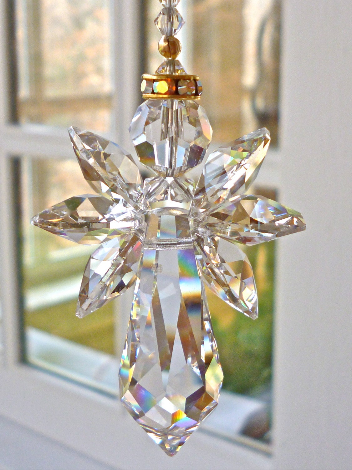 Gold Trimmed ANGELINA CLEAR Swarovski Crystal | Etsy