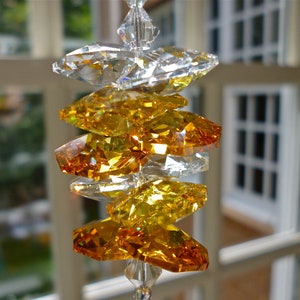 Prism Crystal Sun Catcher, Diamond Window Decoration, Ornament, Swarovski Crystals in Clear, Topaz and Yellow - "SAFFRON" -