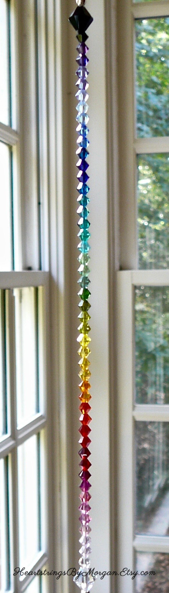 Swarovski Crystal Pyramid Suncatcher with Colorful Strand in Etsy