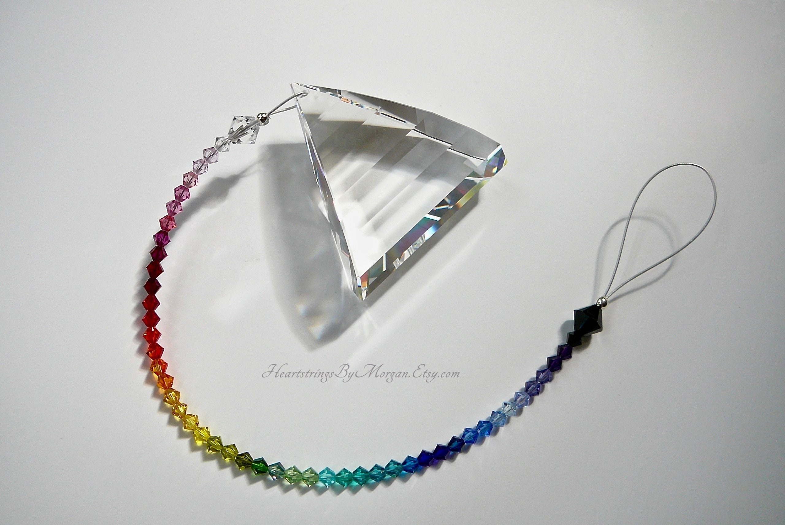 Swarovski Crystal Pyramid Suncatcher with Colorful Strand in Etsy