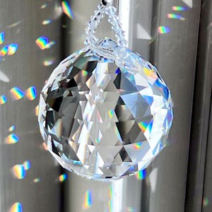 Swarovski 50mm (2") Crystal Ball Suncatcher, Hanging Crystal Suncatcher, Rainbow Maker, Window Prism - "SIMPLICITY VENTI"