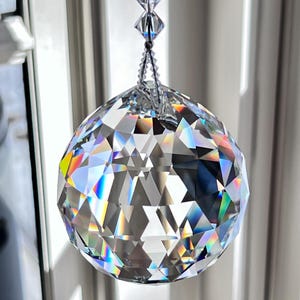 GIGANTIC 70mm Swarovski Crystal Ball, Retired Prism, 2.76 Inches in Diameter-  Breathtaking Rainbow Maker, Suncatcher -&quot;SIMPLICITY COLOSSAL&quot;