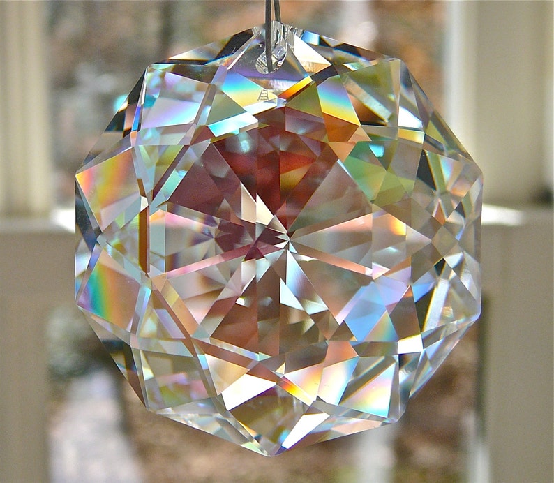 Swarovski Crystal Suncatcher, Aurora Borealis Crystal Window Prism, Window Decor, Glistens Even in Low Lighting DARLING DAHLIA image 1