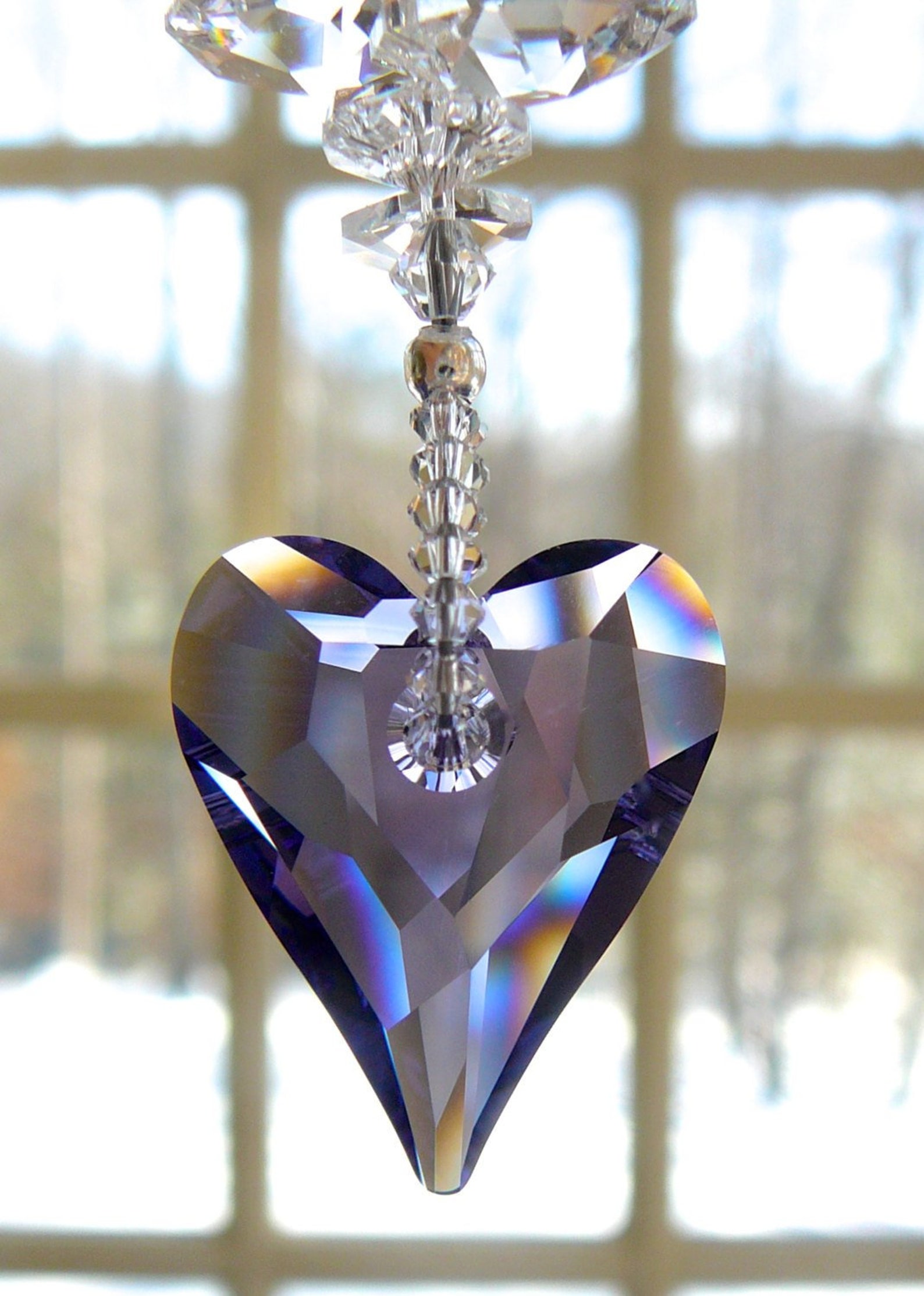 Swarovski Crystal Heart Suncatcher in 6 Colors 27mm Heart Etsy