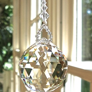 30mm Crystal Ball Light Pull, Fan Pull or  Suncatcher, Swarovski Crystal Ball (Choice of 14 Colors) - "SIMPLICITY"