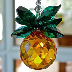 Crystal Pineapple Suncatcher Made w/ Swarovski Crystals, Choice of Short or Long, Rainbow Maker, Housewarming Gift of Hospitality - "GINNY"