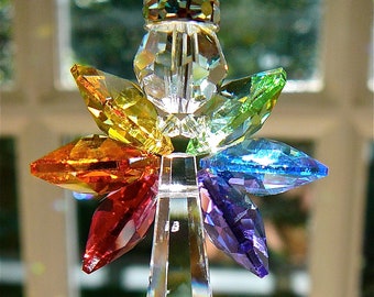 Swarovski Crystal Rainbow Angel Suncatcher, For  Home or Car, Guardian Angel - "HOPE",  3 Lengths, Heartstrings by Morgan