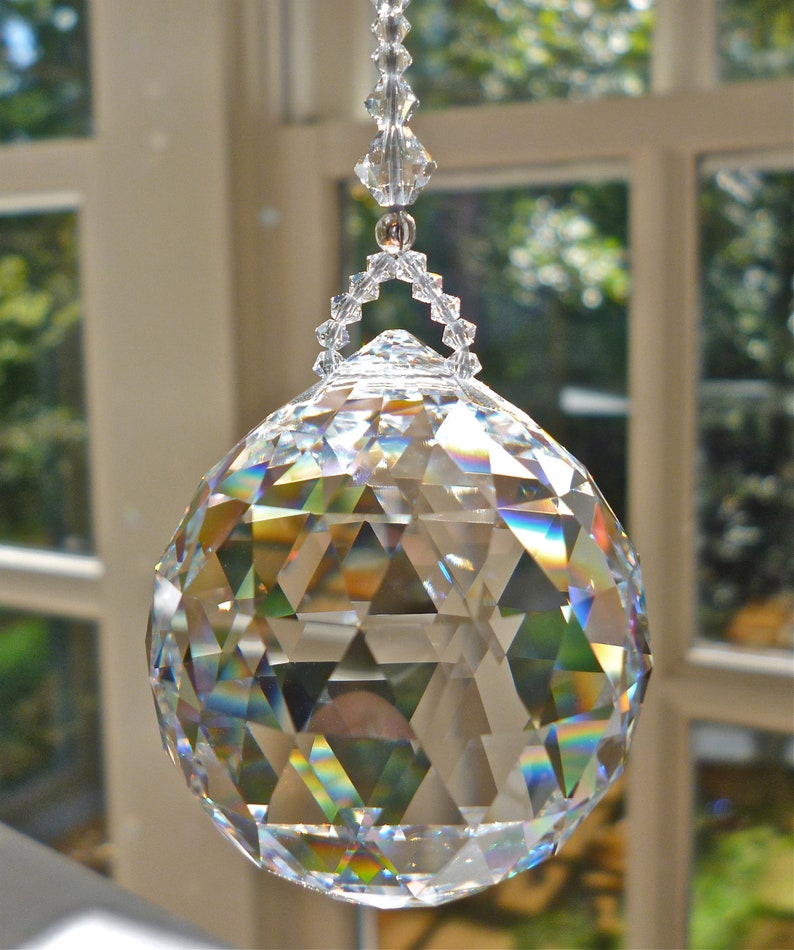 Large 40mm Clear Swarovski LogoEtched Crystal Ball Prism Etsy