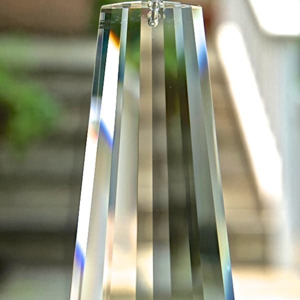 Retired Swarovski Crystal Prism, Large Beveled 80mm Logo-Etched Pendant Rainbow Maker for Home Window Light Catcher - "SYMPHONY"