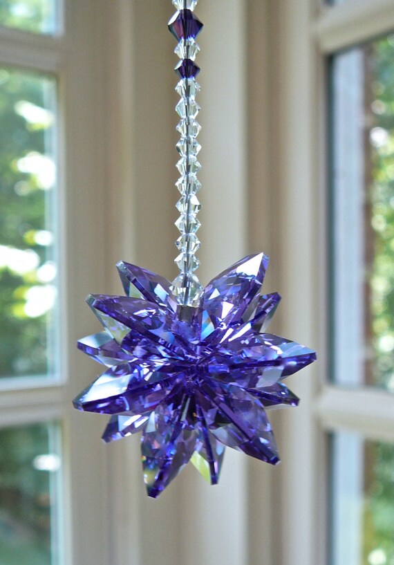 Purple Cluster of Swarovski Crystal Octagons Suncatcher for Car Prism Rearview Mirror Hanger Car Accessory stella Purple Etsy New Zealand
