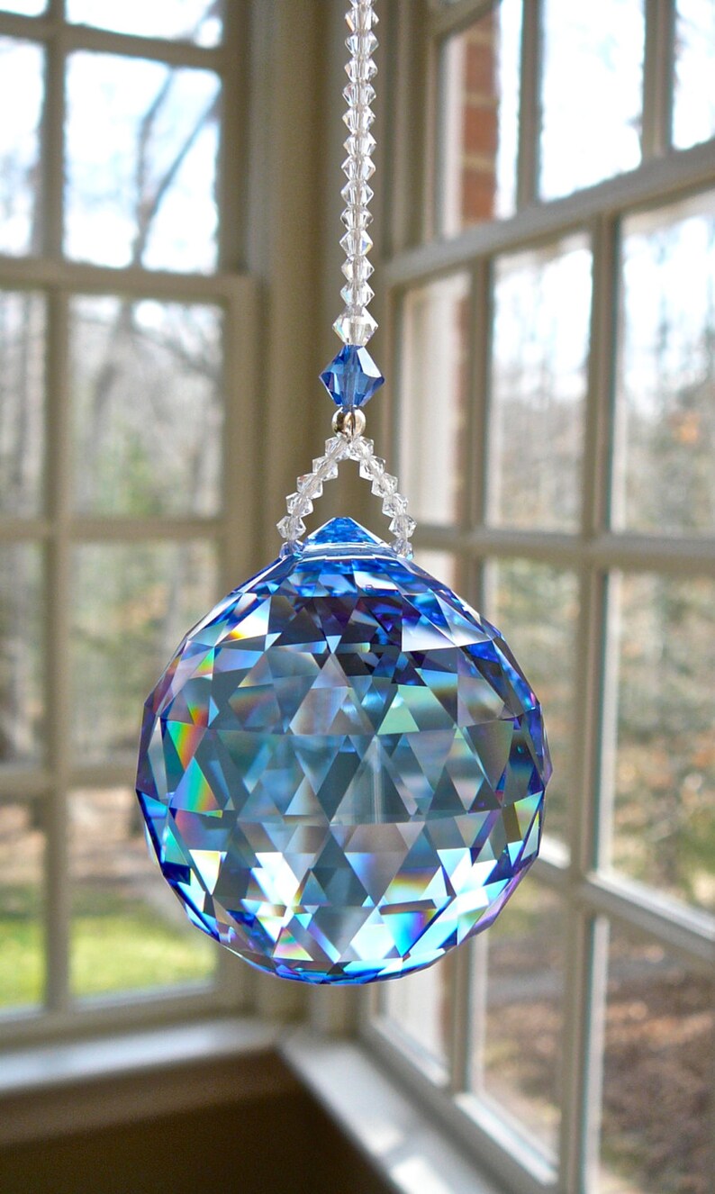 Large 40mm Crystal Ball Suncatcher Made W/ Swarovski Crystal Etsy