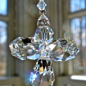 Angel Wings Crystal Pendant For Car Rearview Mirror – Iridescent Rainbow Prism In Blue & Purple 5 thumbnail image