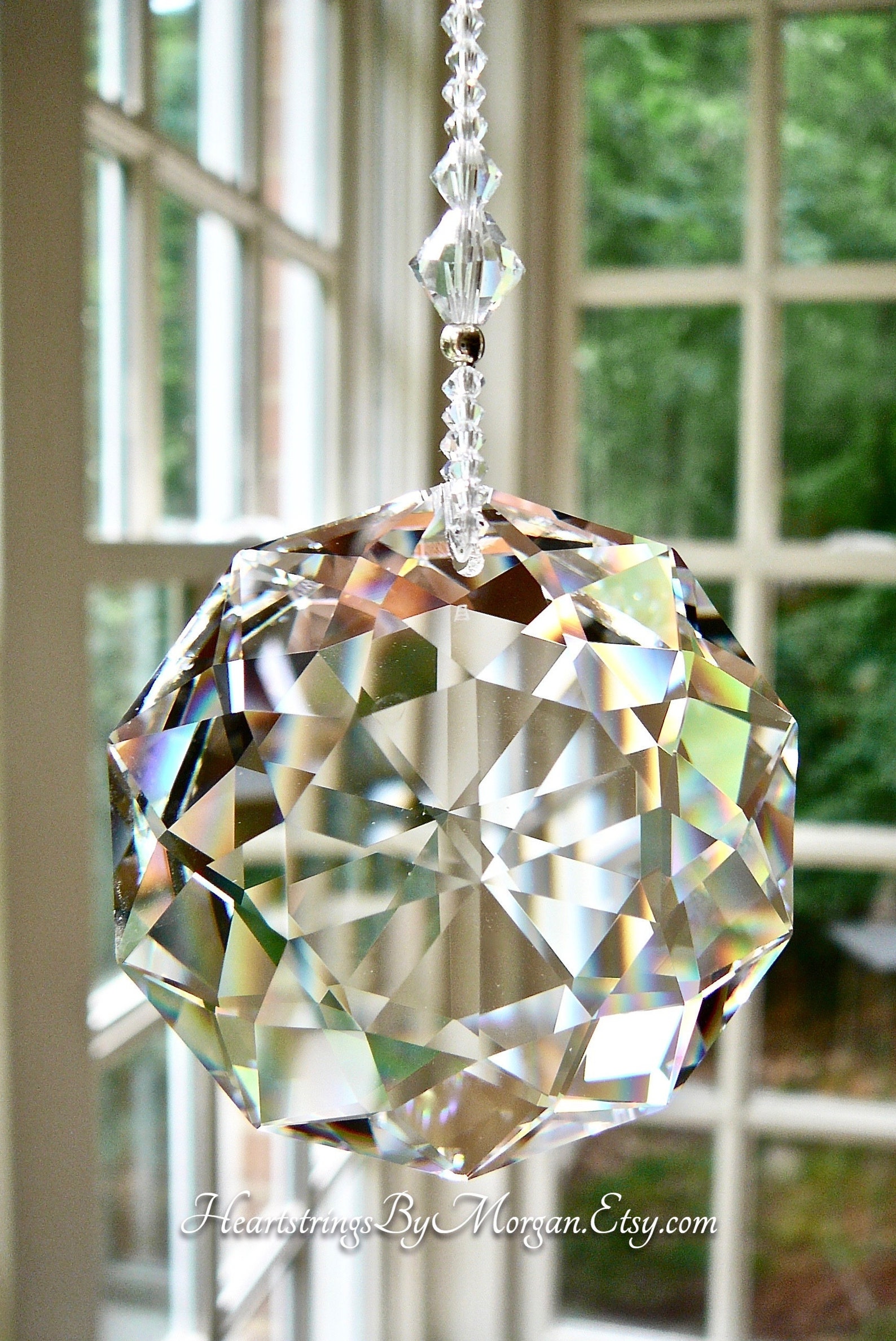 Large Crystal Suncatcher Entirely Swarovski Hanging Crystal Etsy
