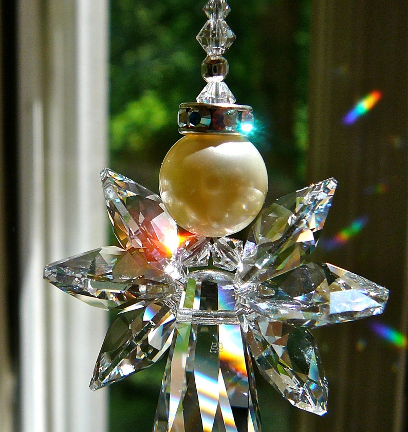 Swarovski Crystal Angel Suncatcher Hanging Guardian Angel for | Etsy