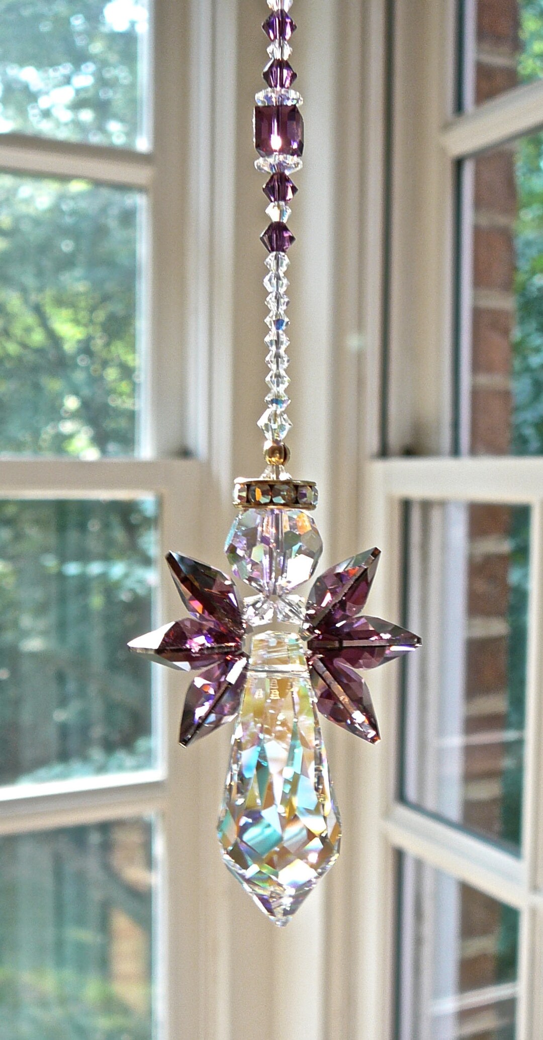 Purple Amethyst Crystal Angel Suncatcher for Car or Home, Guardian ...