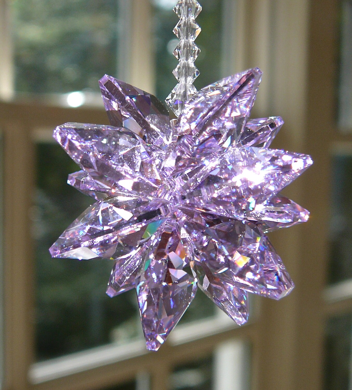 Violet Suncatcher, Crystal Car Ornament, Made w/ Swarovski Crystals - For Car Rearview Mirror or Home - "STELLA VIOLET"