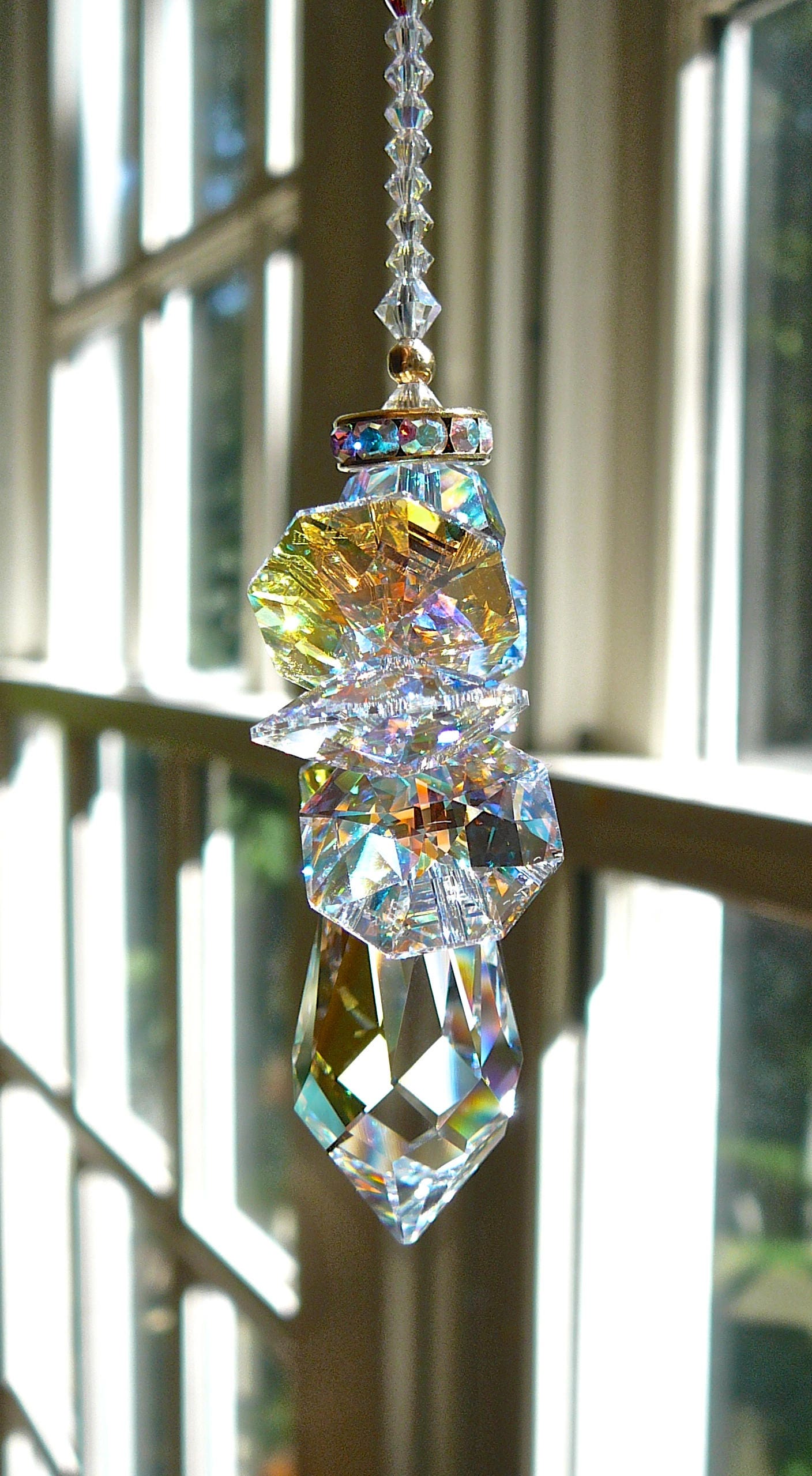 Swarovski Crystal Suncatcher, 4.5” Car charm accessory Sun catcher ornament  ❤