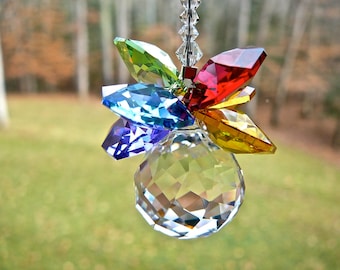 Rainbow Suncatcher, Crystal Swirl Ball Rainbow Maker for Car or Home Window, Pineapple Sun Catcher - "OLIVIA"