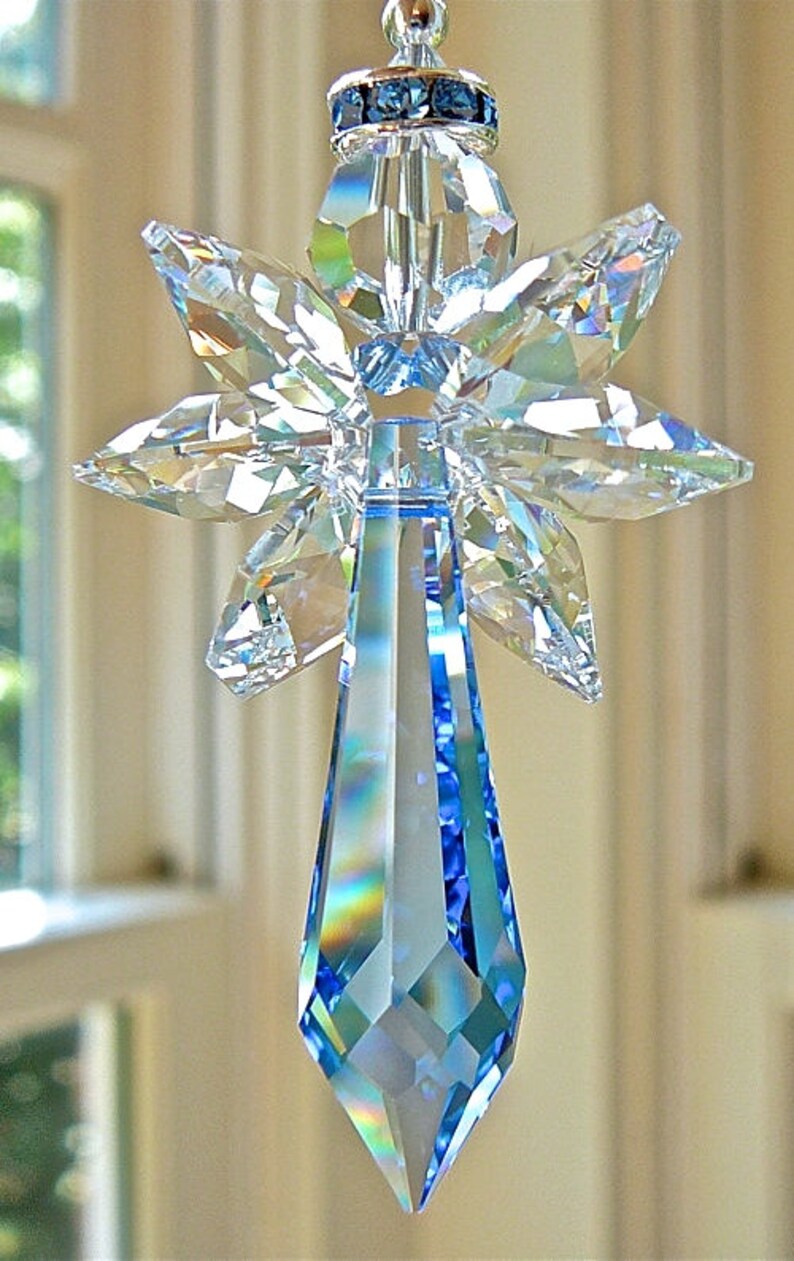 Blue Angel Swarovski Crystal Suncatcher Prism for Car Mirror Etsy