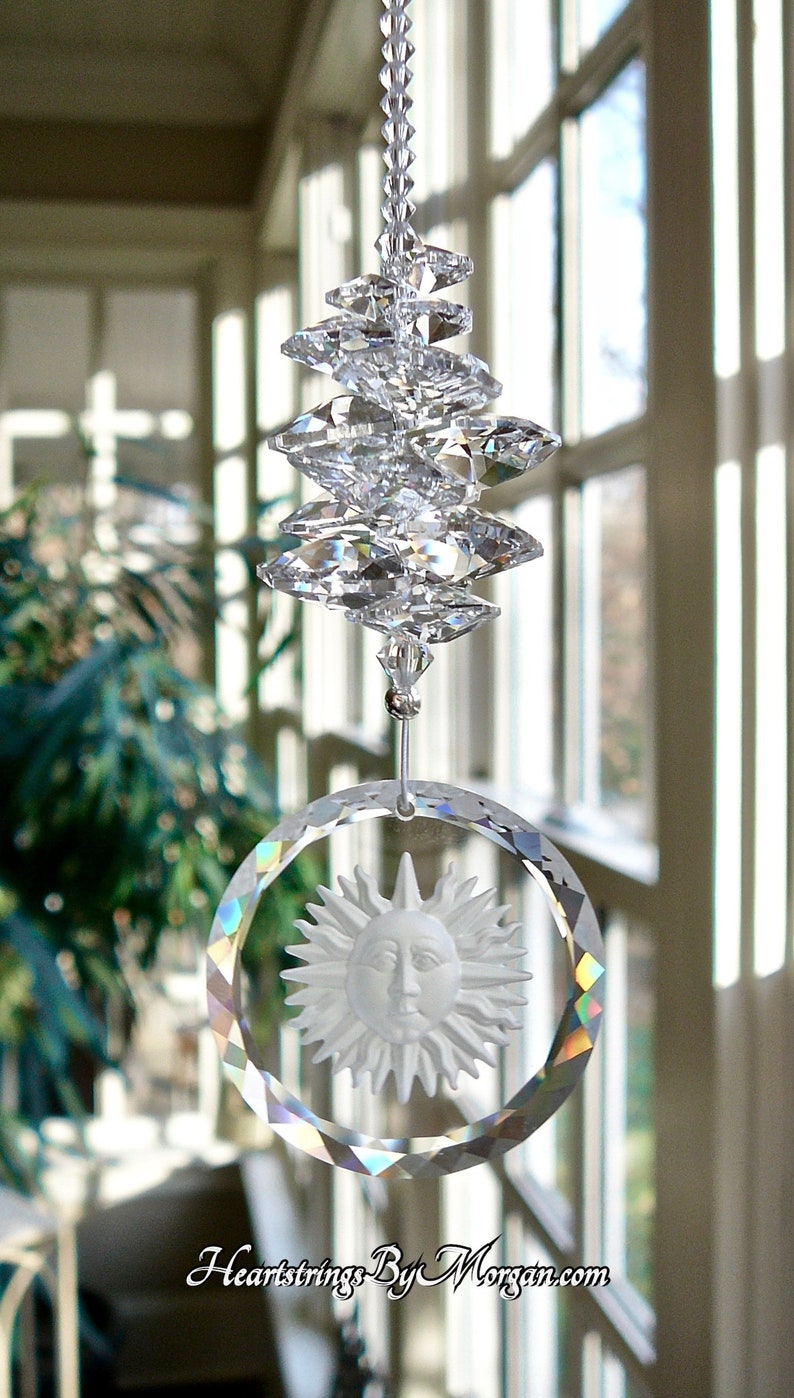 Etched Sun Face Suncatcher Car Charm Rainbow Maker for Car Etsy