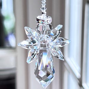 BEST SELLER Swarovski Crystal Guardian Angel Suncatcher for Home or Car Mirror, Angel of Protection, in 3 Lengths - &quot;ANGELINA&quot; All Clear