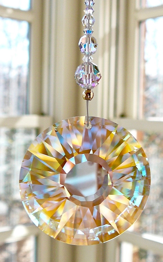 12” Swarovski Crystal Bead Suncatcher Hanging Window Sun Catcher Pink/Blue  Prism