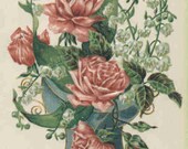 Vintage Fusible Image Urn with Roses Approximately 2 1 4 quot x 3 1 4 quot