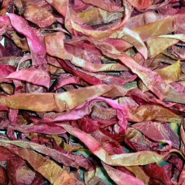 Rayon Tape Wine and Roses 3 yards, vintage 1/2" wide hand-dyed