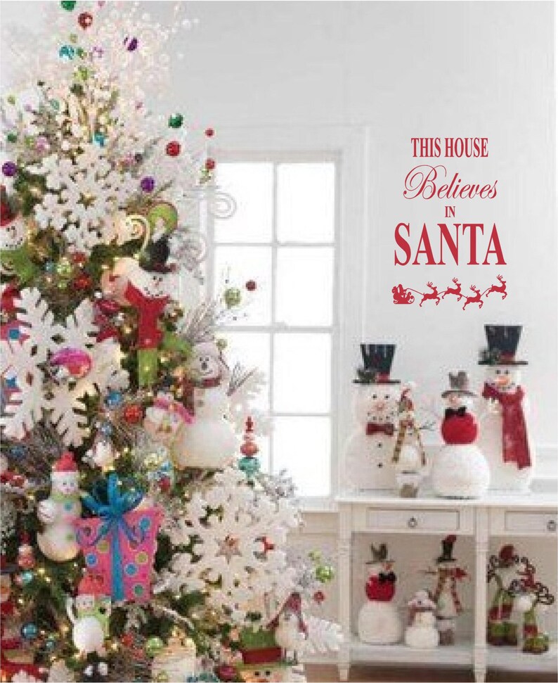 This House Believes in Santa Christmas Decoration Vinyl Wall Letter Words Decal