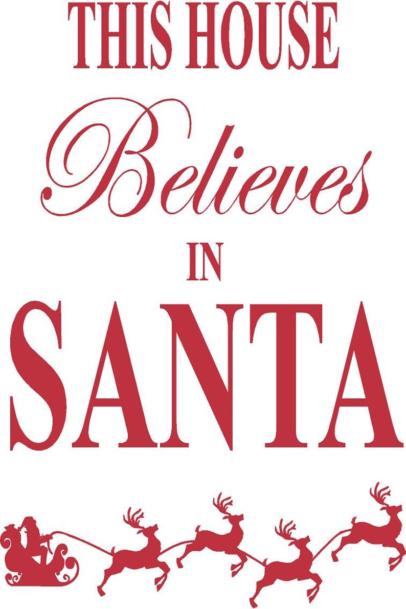 This House Believes in Santa Christmas Decoration Vinyl Wall Letter Words Decal