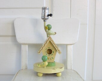 Vintage Boy Girl Nursery Lamp, Baby Lamp, Irmis Wood Lamp, Nursery Lighting, Bird Lamp, Bird Nursery Lamp, Unisex Nursery Lamp, Unisex Baby
